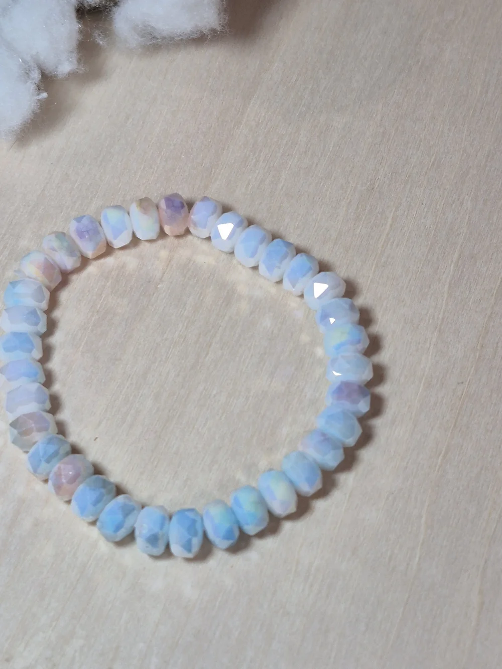🩷💜NEW🩷💜 PRETTY!! Faceted MOSS AGATE With MOONSTONE Mix Stretch Bracelet